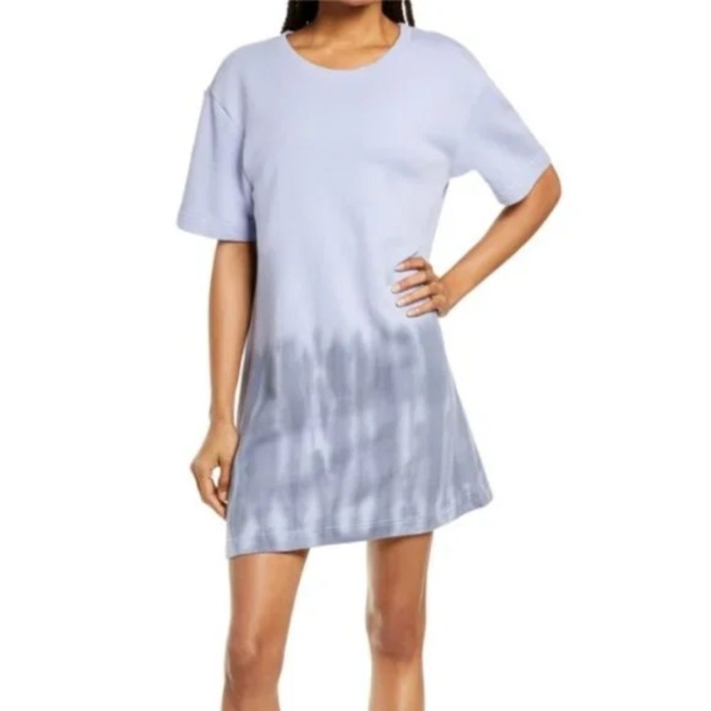 Zella Activewear Tie-Dye Short Sleeve Dress Lavender Black M - Picture 2 of 9